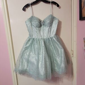 Dancing Queen Light Green Gown with Sparkles Dress 3389